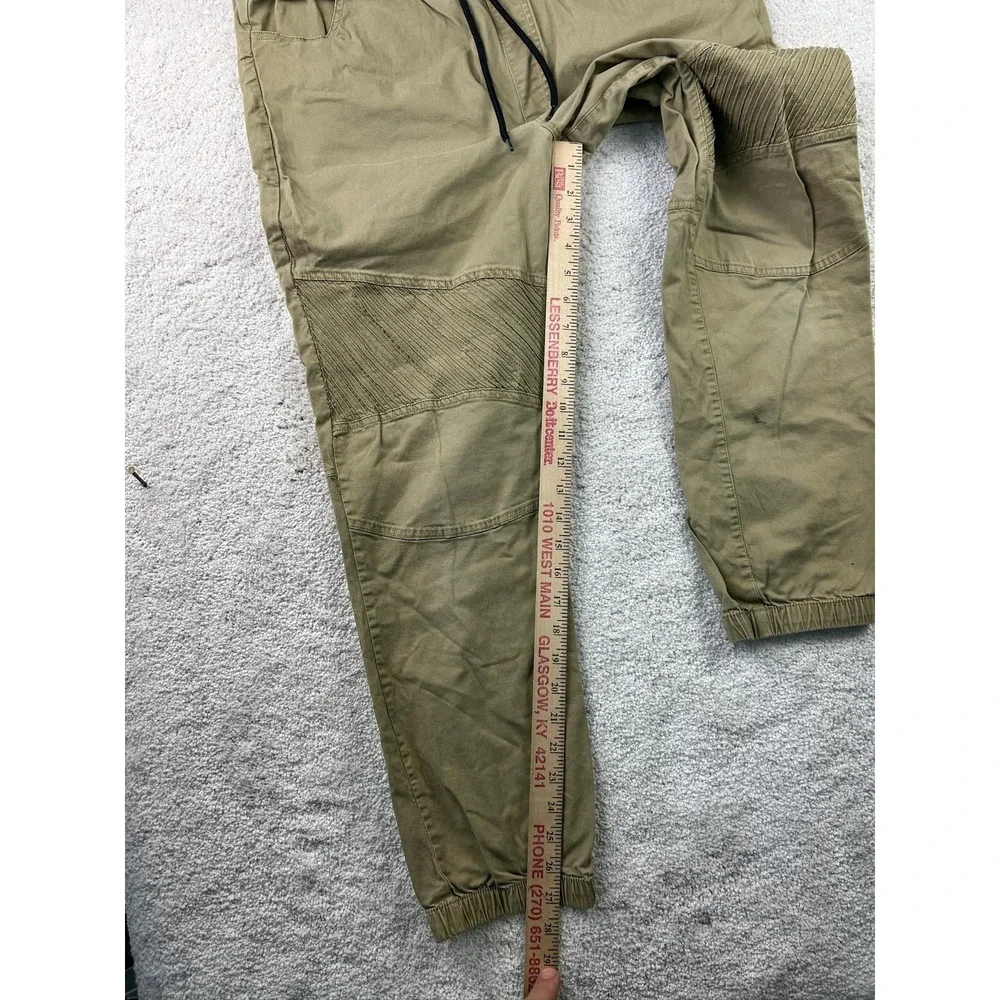 Ocean‎ Current Pants Mens XL Khaki Jogger Drawstring Moto Biker Stretch Casual